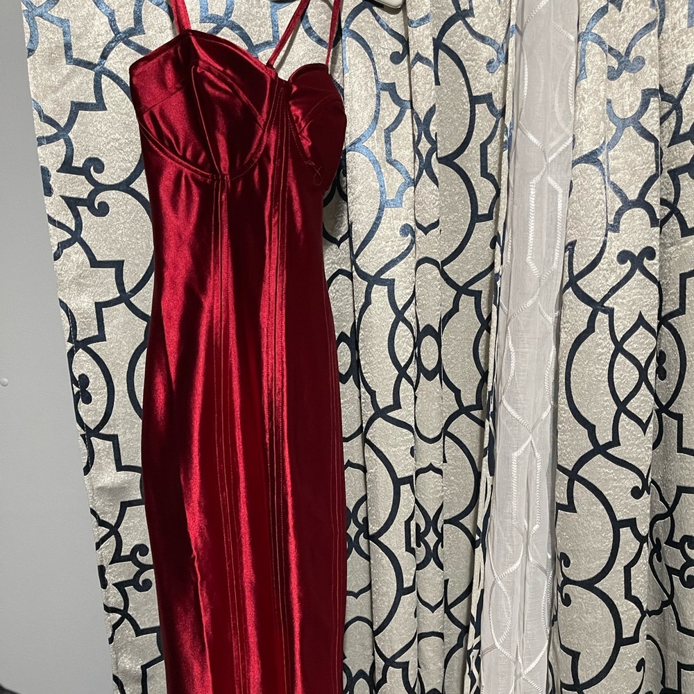 shimmery red bustier dress
